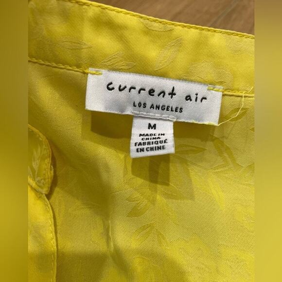 Anthropologie Current Air Yellow Flowy Ruffle Floral‎ Textured Blouse-Medium - Picture 3 of 10